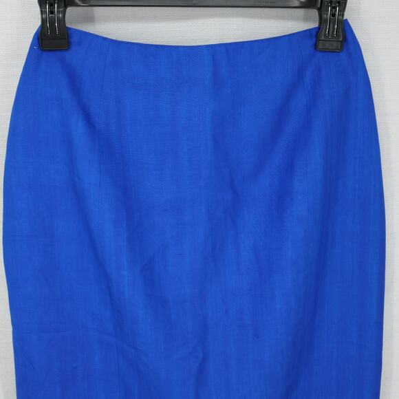 Eleanor P Brenner Skirt Womens 2 Blue Silk Back Zip Lined Career Vintage - Picture 5 of 10